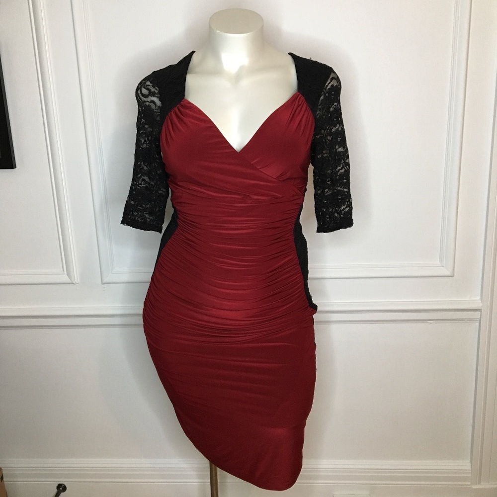 Kiyonna Valentina Illusion Dress in Burgundy NWOT
